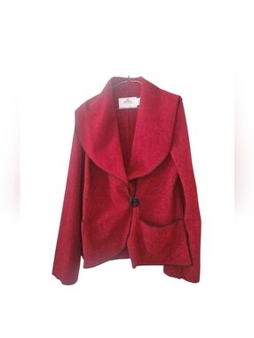 Elegant Red Blazer with Shawl Collar and Relaxed Silhouette
